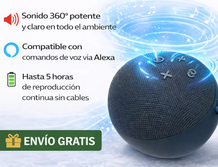 Parlante Inalámbrico Inteligente Estilo Alexa con Bluetooth y Sonido 360°